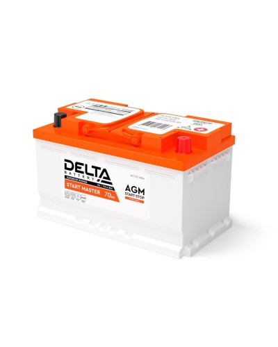 Delta START MASTER AGM 1270 (70 Ah). Аккумулятор автомобильный герметичный свинцово-кислотный. Delta в Великом Новгороде
