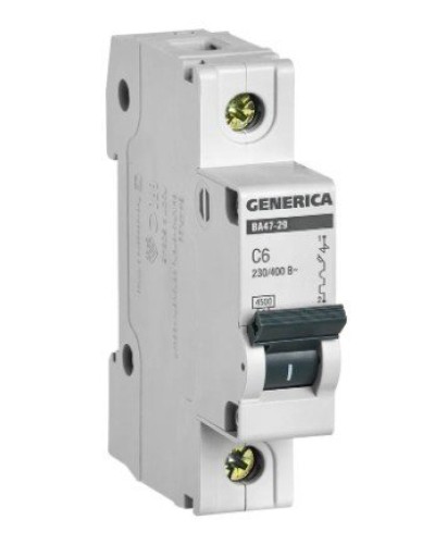 GENERICA ВА47-29 1P C 6А 4,5кА (MVA25-1-006-C). Автоматический выключатель. IEK в Великом Новгороде
