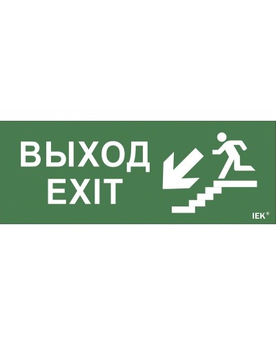 Самоклеящаяся этикетка Выход/лестница вниз/фигура для ССА (LPC10-1-35-13-VLVNF). Самоклеящаяся этикетка 240х90 мм. IEK в Великом Новгороде