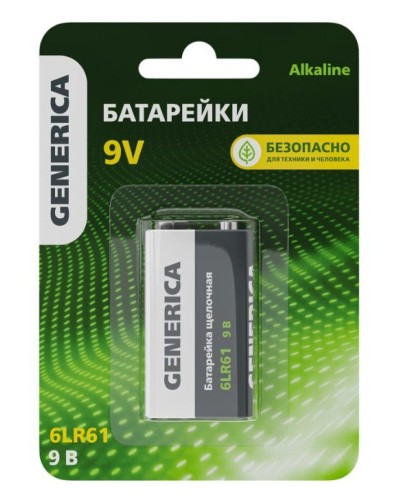 Батарейка Alkaline 6LR61 9V GENERICA (ABT-6LR619V-ST-L02-G). Батарейка щелочная. IEK в Великом Новгороде