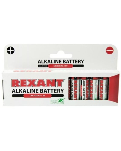 Алкалиновая батарейка AA/LR6 1,5 V 12 шт. REXANT (30-1026). Элемент питания. Rexant в Великом Новгороде