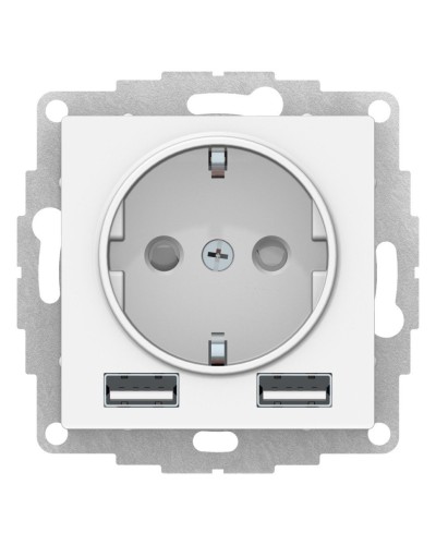 AtlasDesign розетка 1-местная с 2 USB A+A, скрытой установки, механизм, белый (ATN000130). Розетка с USB. Systeme Electric в Великом Новгороде