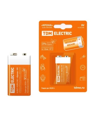 6LR61 Крона 9V BP-1 TDM (SQ1702-0013). Элемент питания. TDM ЕLECTRIC в Великом Новгороде