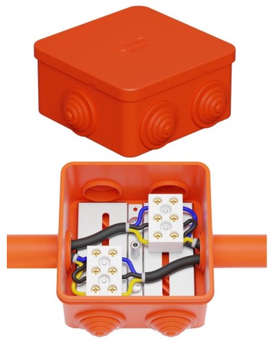 Коробка JBS080 85х85х50, 6 вых., 3P (0,15-4,0 мм²) (43101HF). Коробка монтажная, огнестойкая, без галогена. Экопласт в Великом Новгороде